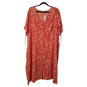 Orange & White Penningtons Women's Short-Sleeve Floral Button-Down Dress